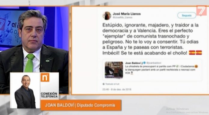 El cara a cara de Baldoví (Compromís) i José María Llanos (Vox) després dels insults en Twitter Baldoví
