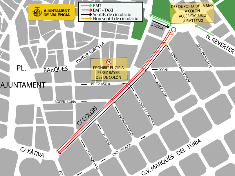 Plano del nuevo proyecto de circulación de la calle Colón