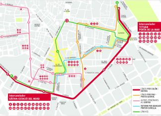Nuevo plano de las líneas de la EMT en el centro de Valencia