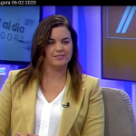 Sandra Gómez en los platós de 7 Televalencia.