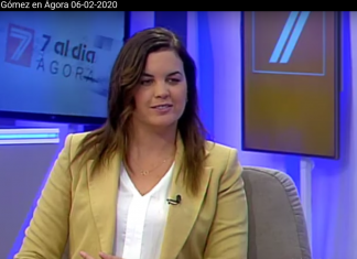 Sandra Gómez en los platós de 7 Televalencia.