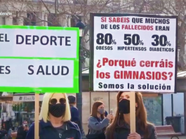 Los gimnasios de Valencia entrenan en el Ayuntamiento como señal de protesta
