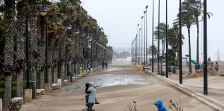 Frío y viento en Valencia para el arranque del puente de la Constitución