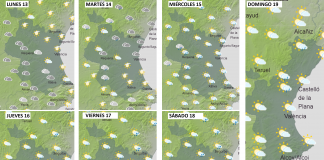 Previsión del tiempo para la semana del 13 al 19 de septiembre. / Gráficos de Aemet.