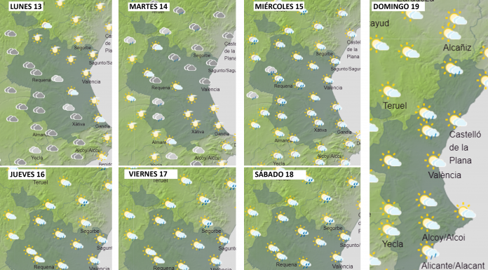 Consulta el tiempo de esta semana en Valencia Previsión del tiempo para la semana del 13 al 19 de septiembre. / Gráficos de Aemet.