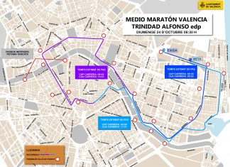 Calles cortadas, horarios y recorrido para el Medio Maratón de Valencia