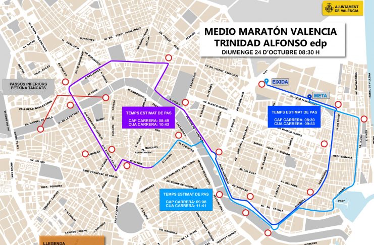 Calles cortadas, horarios y recorrido para la Media Maratón de Valencia 2021