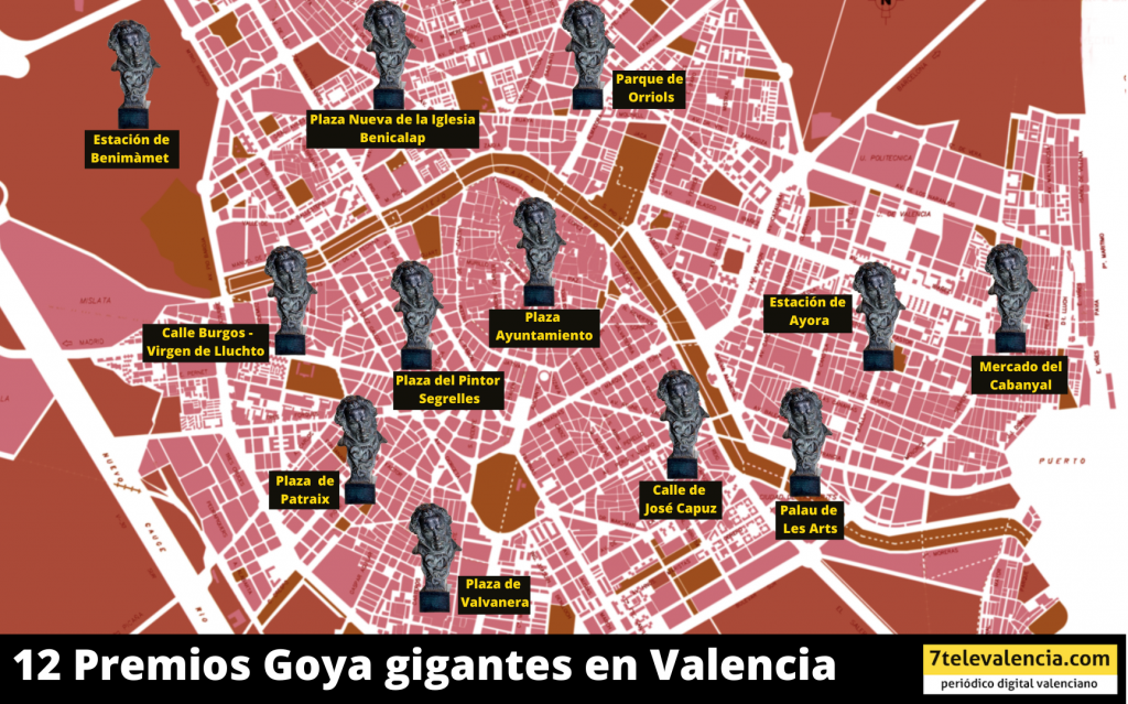 Valencia promociona la gala de los Goya con 12 estatuillas gigantes