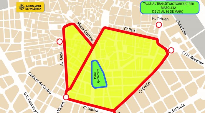 El centro de Valencia se cierra al tráfico: calles cortadas y horarios de los cierres