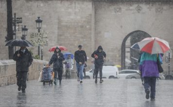 El mal tiempo regresa a Valencia con lluvias el resto del puente