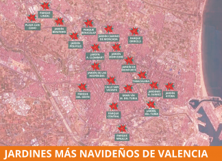 Valencia se tiñe de rojo para celebrar la Navidad: los 20 jardines más navideños