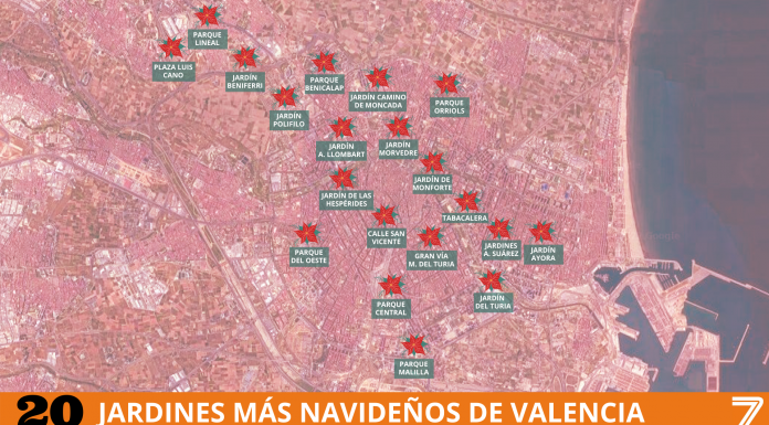 Valencia se tiñe de rojo para celebrar la Navidad: los 20 jardines más navideños
