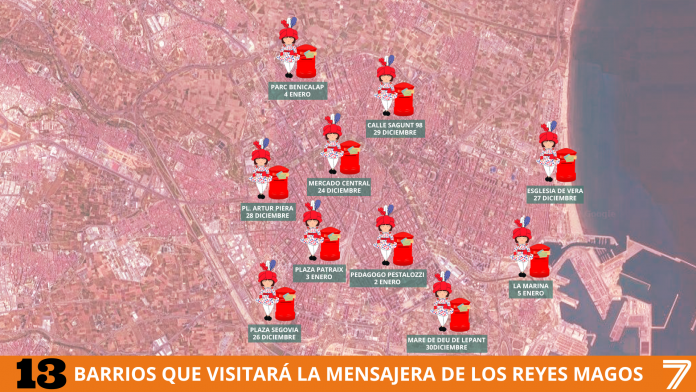 Los 13 barrios de Valencia que visitará la mensajera de los Reyes Magos para recoger las cartas
