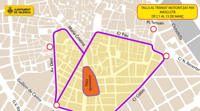 Valencia se cierra al tráfico en el fin de semana prefallero: calles cortadas y horarios La mascletà cierra al tráfico el centro de Valencia: horarios, desvíos y calles cortadas