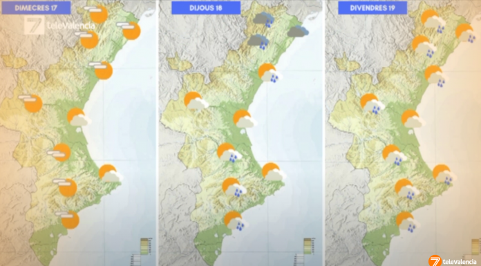 Giro del tiempo con lluvias y fuertes tormentas en Valencia