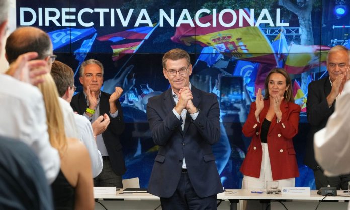 Alberto Núñez Feijóo en la Junta Directiva Nacional del PP celebrada este lunes.