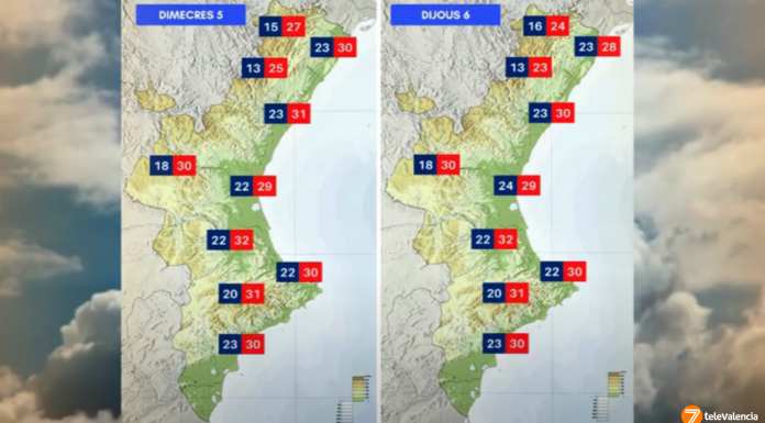 Valencia vivirá un desplome térmico Valencia vivirá un desplome térmico