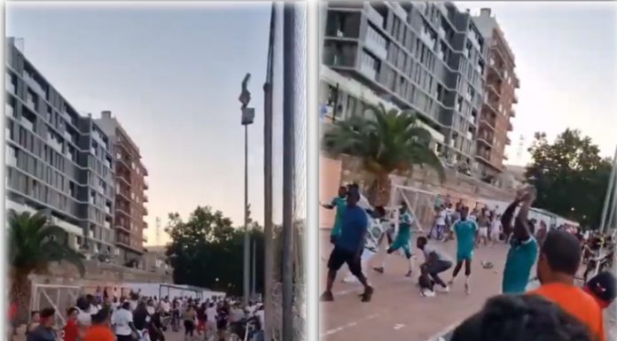 Vídeo: Gran pelea en un partido de fútbol bajo el puente de Calatrava