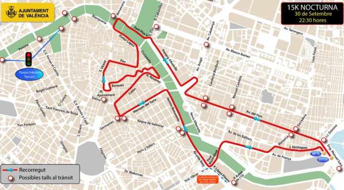 Calles cortadas esta noche por la 15K Nocturna
