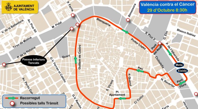 Valencia vuelve a cerrarse al tráfico este fin de semana: calles cortadas, horarios y desvíos de la EMT
