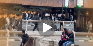 VÍDEO | Una mujer pasea a un hombre como si fuese un perro por el centro de Valencia