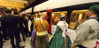 Dispositivo especial de autobuses y Metrovalencia en Fallas