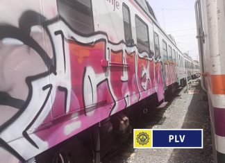 Sorprenden a dos jóvenes realizando grafitis en vagones estacionados en Giorgeta