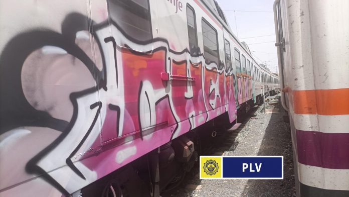 Sorprenden a dos jóvenes realizando grafitis en vagones estacionados en Giorgeta