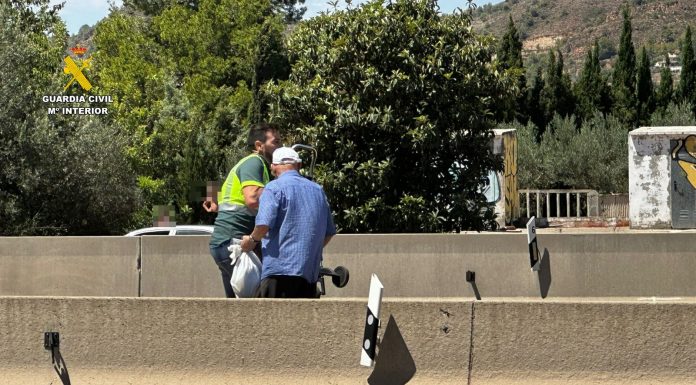 VÍDEO | Un Guardia Civil fuera de servicio evita el atropello de un anciano en plena autovía Un Guardia Civil fuera de servicio evita el atropello de una persona mayor en la autovía a-23