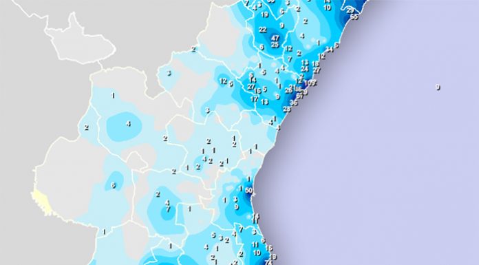 Ranking de municipios de la provincia de Valencia en los que más ha llovido