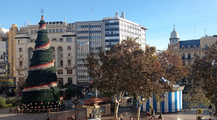 Así es el árbol de Navidad más alto de la historia de Valencia