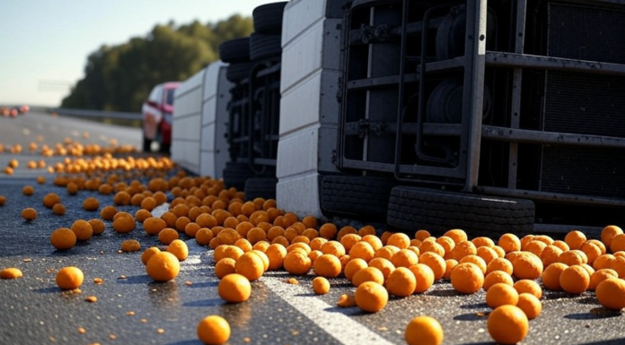 Vuelca un camión cargado de naranjas y corta el tráfico en la Pista de Silla Vuelca un camión cargado de naranjas y corta el tráfico en la Pista de Silla