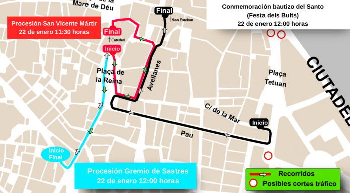 El centro de Valencia se cierra al tráfico por el puente de San Vicente