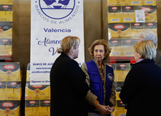 La Reina Sofía se viste con el chaleco de voluntaria en Valencia: "Quiero ayudar los afectados"