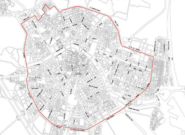 Plano de delimitación de tráfico propuesto por el ayuntamiento