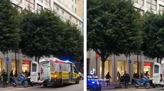 Vídeo: Accidente entre un patinete y una moto en el carril bici de la calle Colón