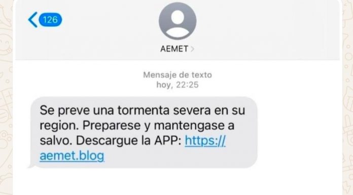 Alerta por estafa: Suplantan a AEMET en mensajes SMS fraudulentos Alerta por estafa: Suplantan a AEMET en mensajes SMS fraudulentos