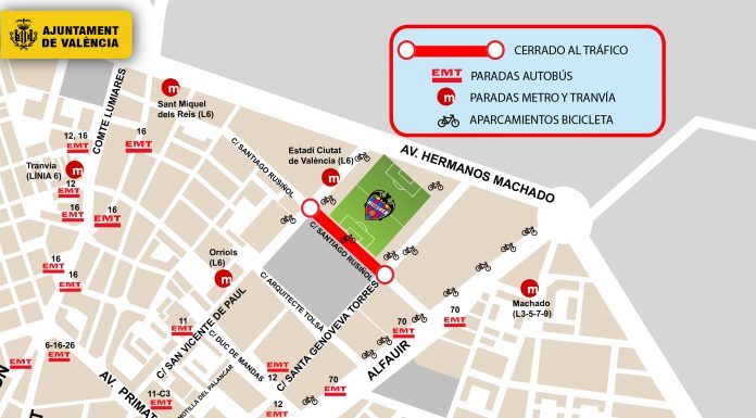 Cortes de tráfico este domingo alrededor de Blasco Ibáñez y Avenida Aragón