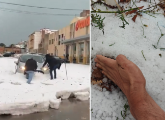 Una espectacular granizada deja Valencia teñida de blanco