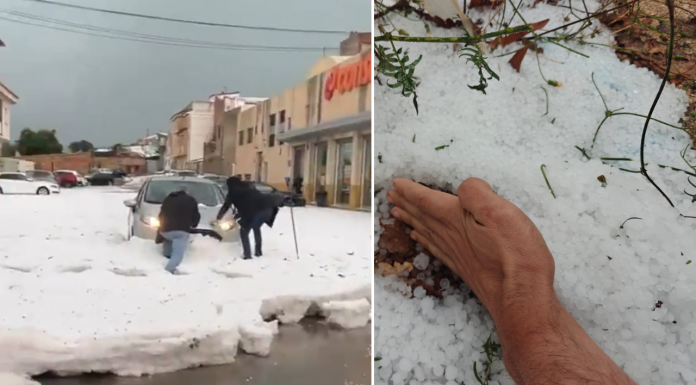 Una espectacular granizada deja Valencia teñida de blanco
