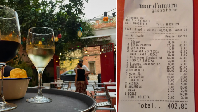 Un grupo de 17 personas hace un 'simpa' de 400 euros en un bar del Cabanyal y deja una reseña negativa