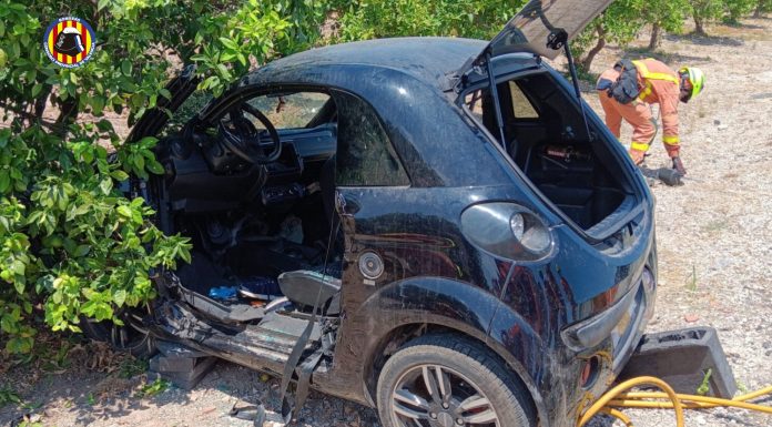 Un conductor choca contra un árbol en la Font d’en Carròs