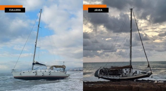 Dos veleros encallan en playas valencianas tras el temporal marítimo de esta noche Los dos veleros encallados en las últimas 24 horas