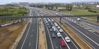 Tráfico por las lluvias de la V-21 a su paso por Alboraya. DGT