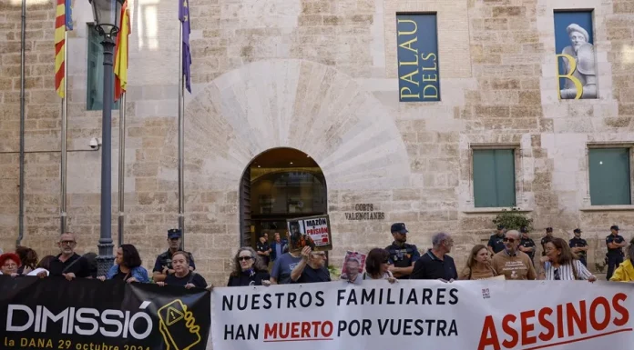 Las asociaciones de víctimas de la DANA protestan a las puertas de Les Corts