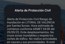 Envían mensaje de alerta por riesgo de inundaciones en el litoral de Valencia