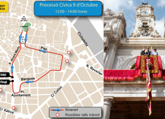 Valencia activa el dispositivo especial de tráfico por el 9 d'Octubre: calles cortadas, desvíos y horarios