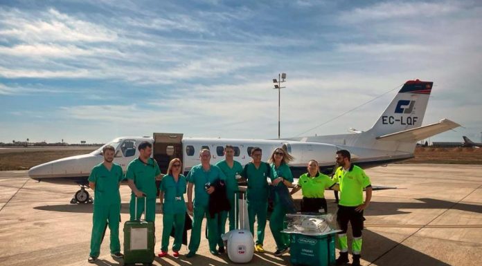 El Hospital La Fe roza los 50 viajes aéreos anuales para transportar órganos