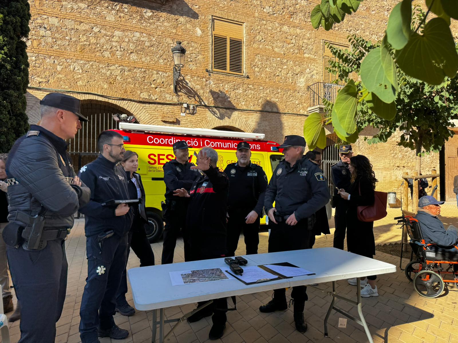 Puesto de Mando Avanzado en el simulacro de La Torre