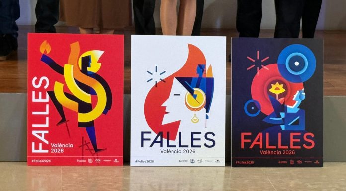 Las Fallas 2026 ya tienen imagen oficial: tres carteles representan la música, el fuego y la falla